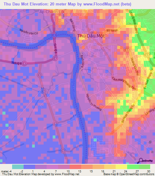 Thu Dau Mot,Vietnam Elevation Map