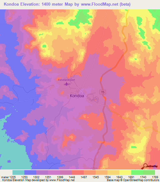 Kondoa,Tanzania Elevation Map