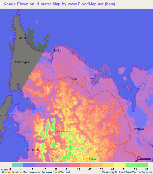 Konde,Tanzania Elevation Map