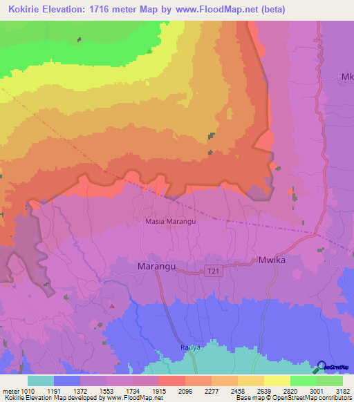 Kokirie,Tanzania Elevation Map