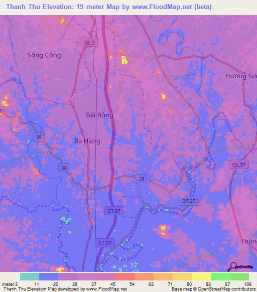 Thanh Thu,Vietnam Elevation Map