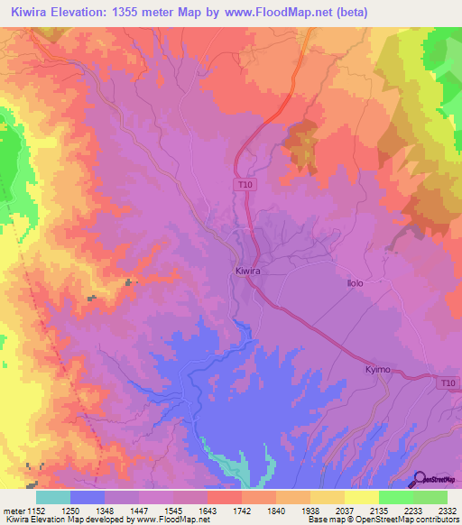 Kiwira,Tanzania Elevation Map