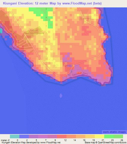 Kiungani,Tanzania Elevation Map