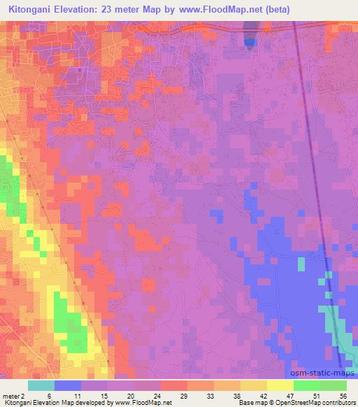 Kitongani,Tanzania Elevation Map