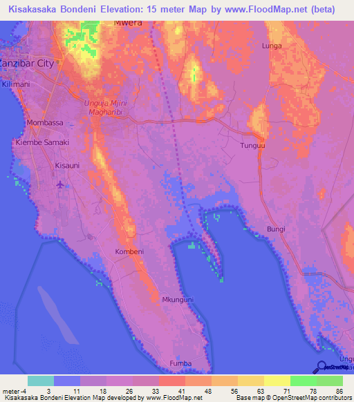 Kisakasaka Bondeni,Tanzania Elevation Map