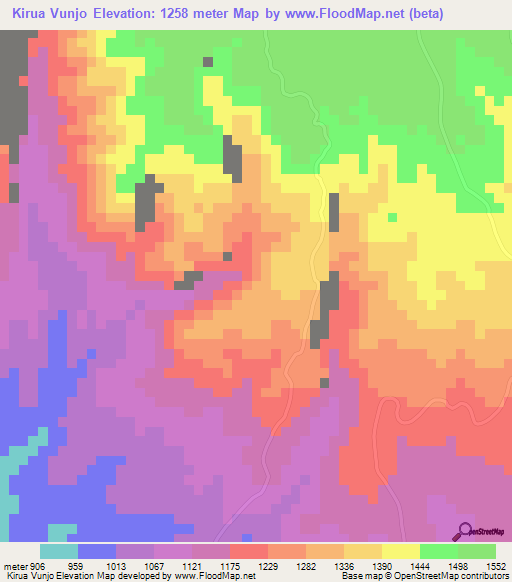 Kirua Vunjo,Tanzania Elevation Map