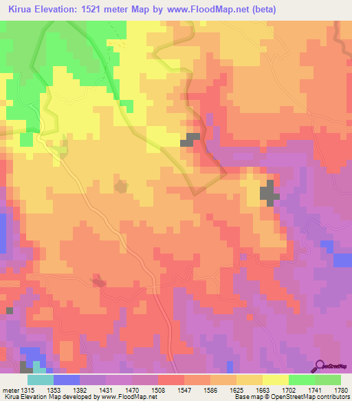 Kirua,Tanzania Elevation Map