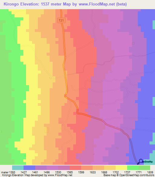 Kirongo,Tanzania Elevation Map