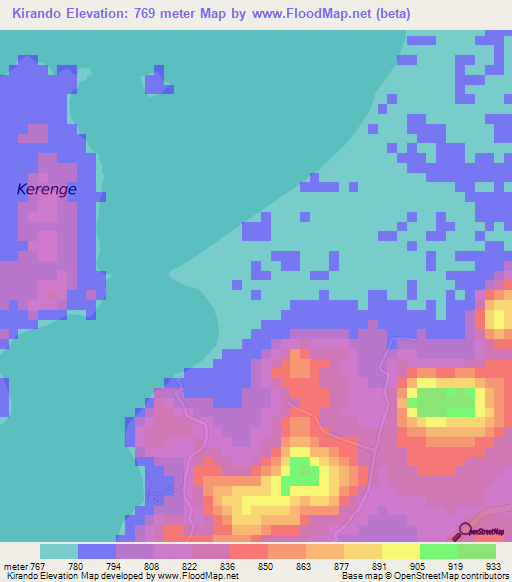 Kirando,Tanzania Elevation Map