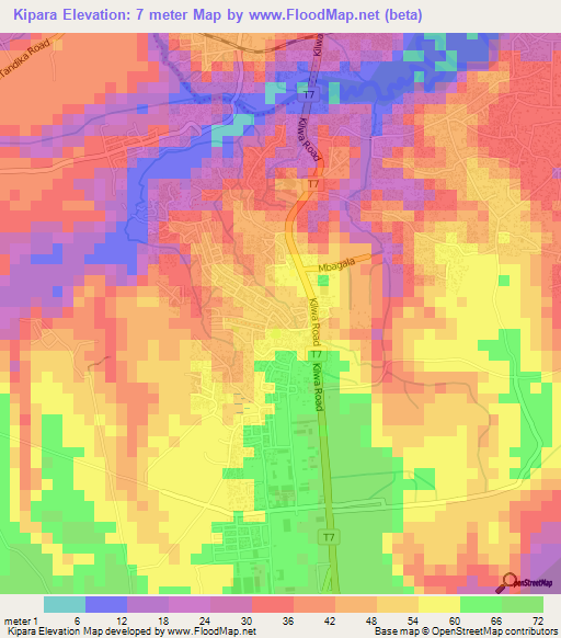 Kipara,Tanzania Elevation Map