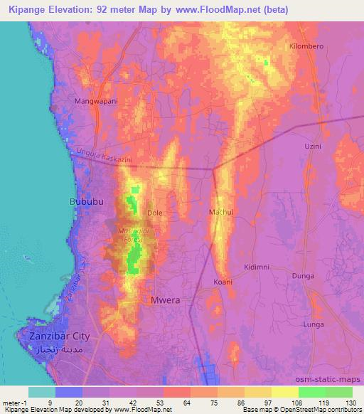 Kipange,Tanzania Elevation Map