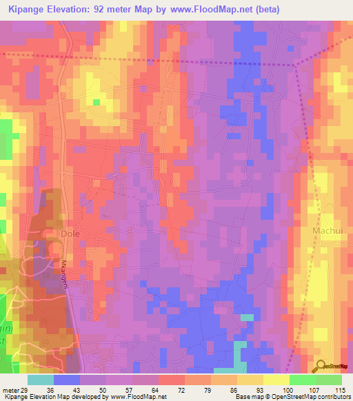 Kipange,Tanzania Elevation Map