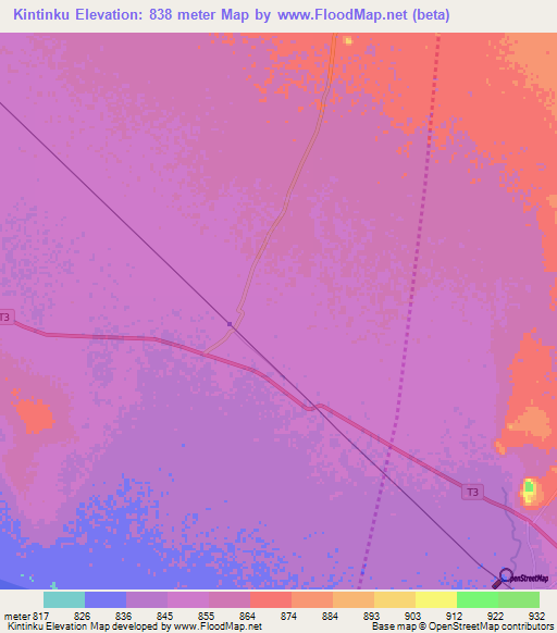 Kintinku,Tanzania Elevation Map