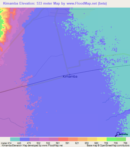 Kimamba,Tanzania Elevation Map