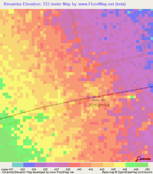 Kimamba,Tanzania Elevation Map