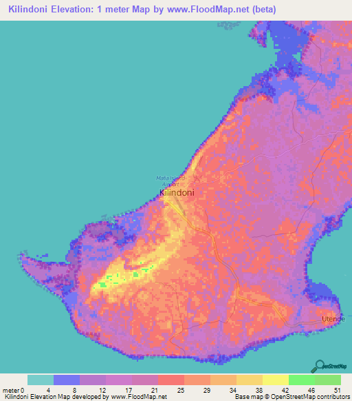 Kilindoni,Tanzania Elevation Map