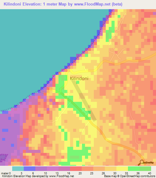 Kilindoni,Tanzania Elevation Map