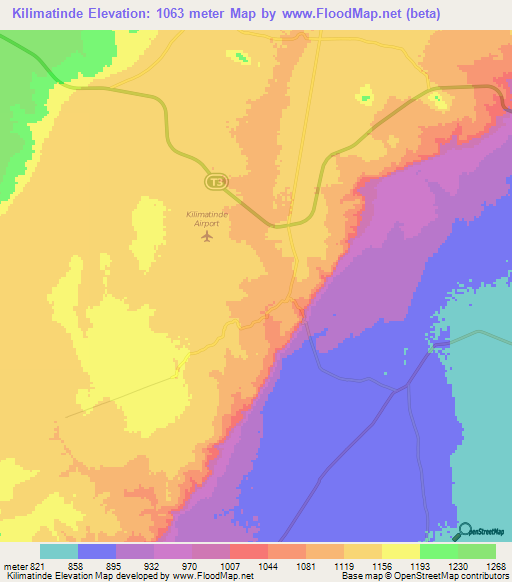 Kilimatinde,Tanzania Elevation Map