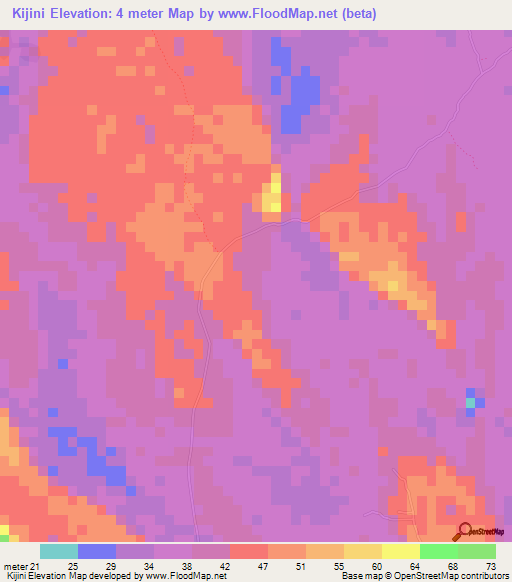 Kijini,Tanzania Elevation Map