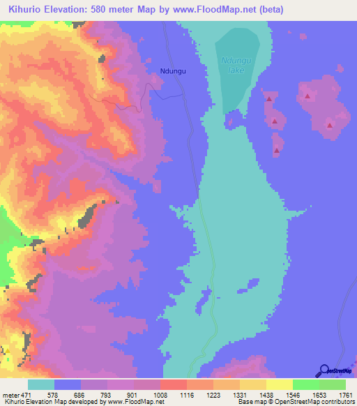 Kihurio,Tanzania Elevation Map