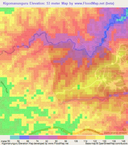 Kigomanunguru,Tanzania Elevation Map