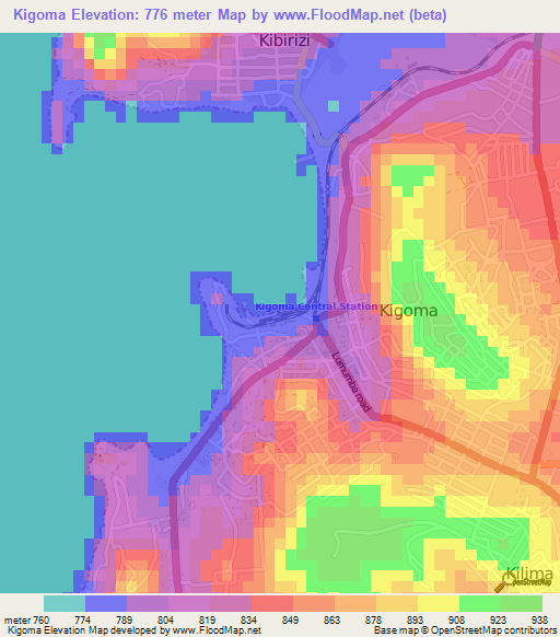 Kigoma,Tanzania Elevation Map