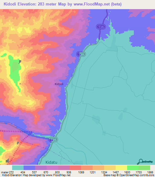 Kidodi,Tanzania Elevation Map