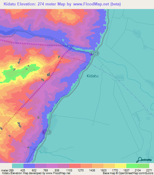 Kidatu,Tanzania Elevation Map