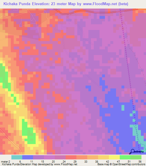 Kichaka Punda,Tanzania Elevation Map