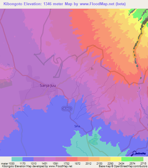 Kibongoto,Tanzania Elevation Map