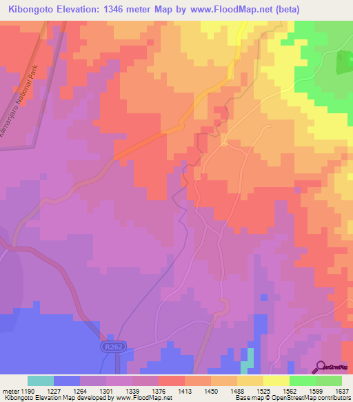 Kibongoto,Tanzania Elevation Map