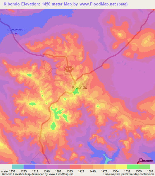 Kibondo,Tanzania Elevation Map