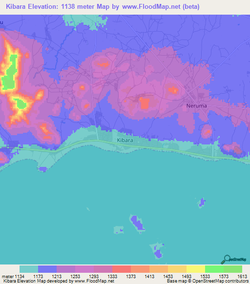 Kibara,Tanzania Elevation Map