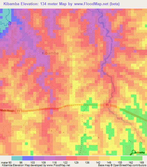 Kibamba,Tanzania Elevation Map