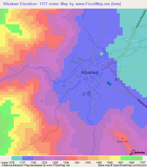 Kibakwe,Tanzania Elevation Map