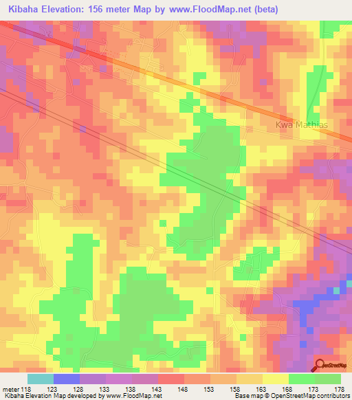 Kibaha,Tanzania Elevation Map