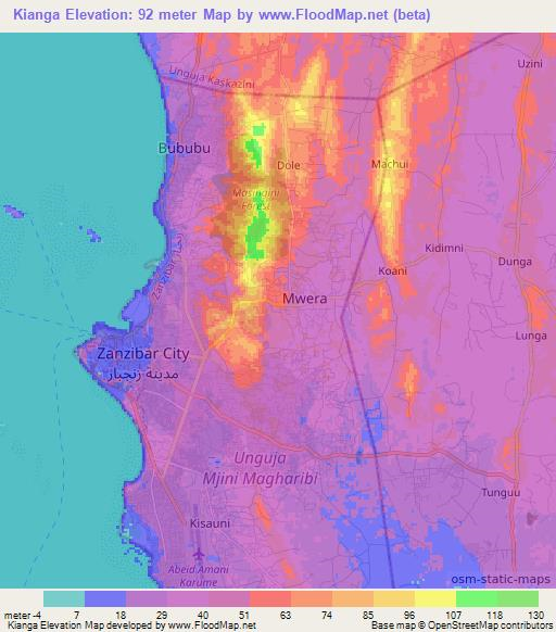 Kianga,Tanzania Elevation Map