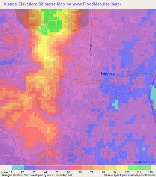 Kianga,Tanzania Elevation Map
