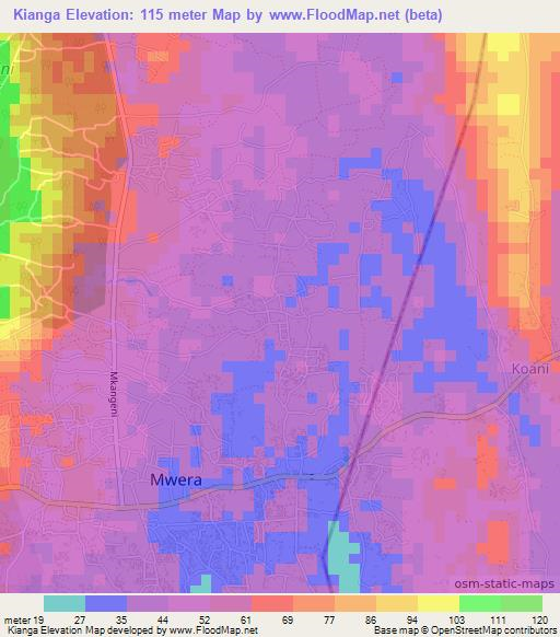 Kianga,Tanzania Elevation Map