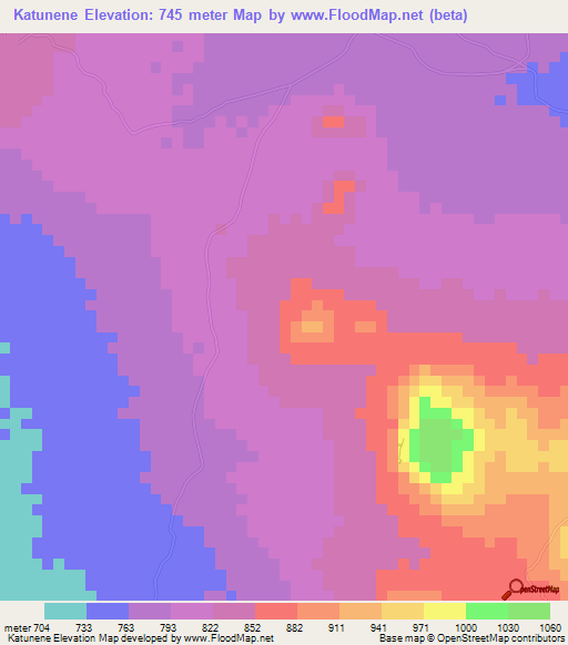 Katunene,Tanzania Elevation Map