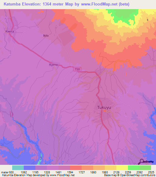 Katumba,Tanzania Elevation Map