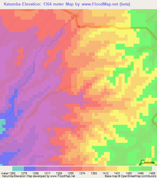 Katumba,Tanzania Elevation Map