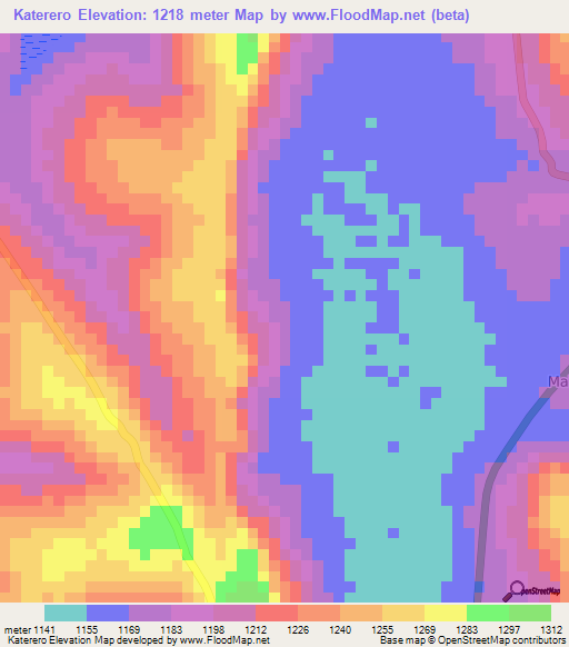 Katerero,Tanzania Elevation Map