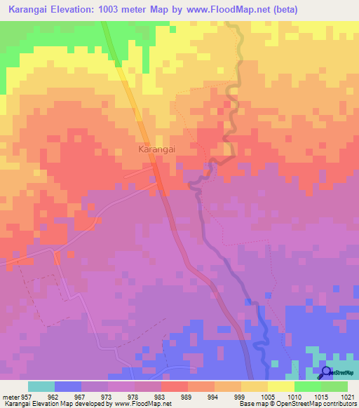 Karangai,Tanzania Elevation Map