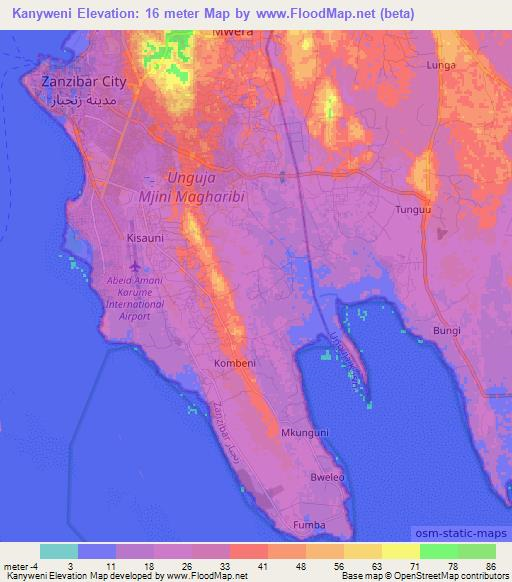 Kanyweni,Tanzania Elevation Map