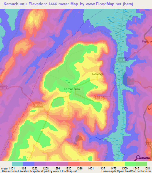 Kamachumu,Tanzania Elevation Map