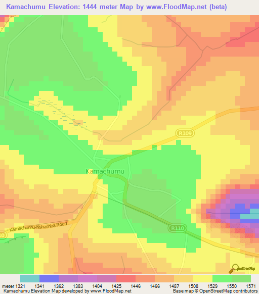 Kamachumu,Tanzania Elevation Map