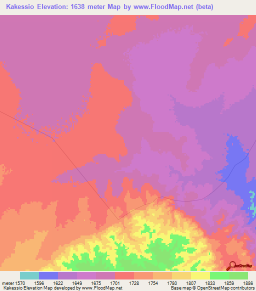 Kakessio,Tanzania Elevation Map