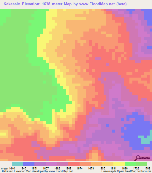 Kakessio,Tanzania Elevation Map