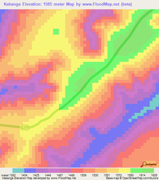 Kabanga,Tanzania Elevation Map